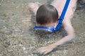 The boy swims with a mask and a tube Royalty Free Stock Photo