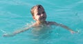 Boy swims in the water park Royalty Free Stock Photo