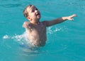 Boy swims in the water park Royalty Free Stock Photo