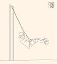 Boy on swing outline. Linear child silhouette. Continuous single line Royalty Free Stock Photo