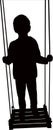 A boy swinging on swing, silhouette vector Royalty Free Stock Photo