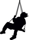 A boy swinging on swing, silhouette vector Royalty Free Stock Photo
