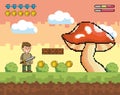 Boy with sword and fungus with diamonds and coins bars