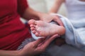 Boy with symptoms hand, foot and mouth disease Royalty Free Stock Photo