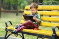 Boy with tablet computer