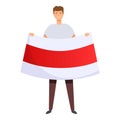 Boy take red white flag icon cartoon vector. Belarus country