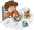 A boy taking his breakfast