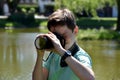 Boy taking photos Royalty Free Stock Photo