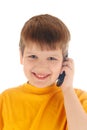 Boy talk at a cell phone Royalty Free Stock Photo