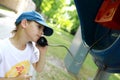 Boy talking on analog phone Royalty Free Stock Photo