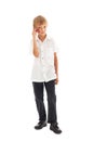 A boy talking on a cell phone Royalty Free Stock Photo