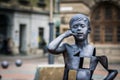 Boy talking on the mobile phone modern art sculpture in Liberty Square of Timisoara Royalty Free Stock Photo
