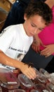 Boy with tarantula on hand Royalty Free Stock Photo