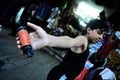 Boy with teargas granade in Hebron market Palestine Royalty Free Stock Photo