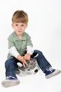 Boy with a teddy dog Royalty Free Stock Photo