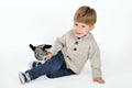 Boy with a teddy dog Royalty Free Stock Photo