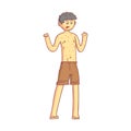 Boy teenager with a rash on his body. Colorful cartoon character