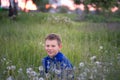 Boy teenager on a red sunset background. Royalty Free Stock Photo