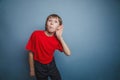 Boy, teenager, twelve years old, in a red shirt Royalty Free Stock Photo