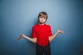 Boy, teenager, twelve years in the red shirt Royalty Free Stock Photo