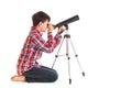 Boy with telescope Royalty Free Stock Photo