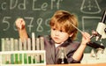 Boy test tubes liquids chemistry. Chemical analysis. Kid study chemistry. Biotechnology and pharmacy. Genius pupil