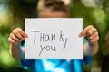 Boy with Thank You sign