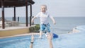 Boy Toddler Playing at Pool in Punta Mita, Mexico Royalty Free Stock Photo
