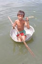 The boy on Tonle lake Royalty Free Stock Photo
