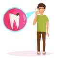 Boy with a toothache. Vector.