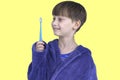the boy with the toothbrush. Health care, dental hygiene. Little boy cleaning teeth.