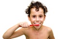 Boy with toothbrush (isolated) Royalty Free Stock Photo