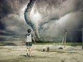 Boy and tornado Royalty Free Stock Photo