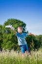 Boy with toy airplane Royalty Free Stock Photo