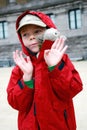 Boy with toy lambkin