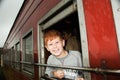 Boy in the train Royalty Free Stock Photo