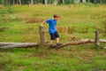 Boy training balance Royalty Free Stock Photo