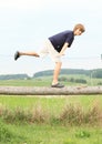 Boy training stability Royalty Free Stock Photo