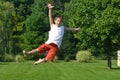 Boy on Trampoline Royalty Free Stock Photo