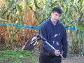 Boy trapped in Corn Maze Royalty Free Stock Photo