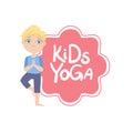 Boy In Tree Pose With Yoga Kids Logo Royalty Free Stock Photo