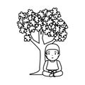 Boy with tree puzzle attached