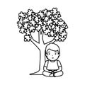 boy with tree puzzle attached