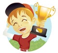 Boy with trophy Royalty Free Stock Photo