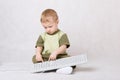 Boy typing on keyboard Royalty Free Stock Photo