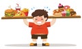 The Boy unhealthy body from eating junk food. Royalty Free Stock Photo