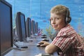 Boy Using Computer In Lab Royalty Free Stock Photo