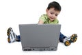 Boy Using Laptop with Clipping Path Royalty Free Stock Photo