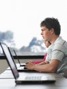 Boy Using Laptop In Computer Class Royalty Free Stock Photo