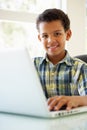 Boy Using Laptop At Home Royalty Free Stock Photo